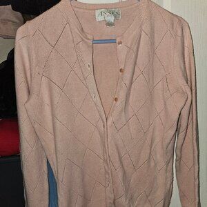 Annex Casual Corner Petite Small Pink button up sweater
